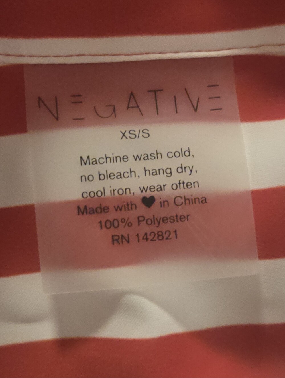 Nwot negative Underwear Supreme Shirt In Amalfi Red White Preppy Stripe Xs S - Picture 8 of 8